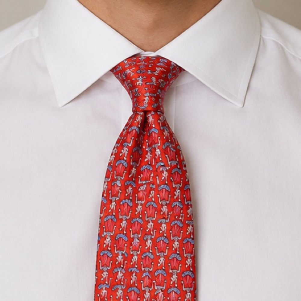 Salvatore Ferragamo Red Patterned Silk Tie